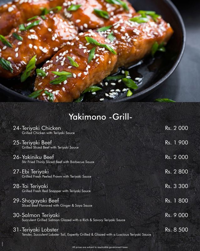Fujiyama - Japanese Restaurant menu