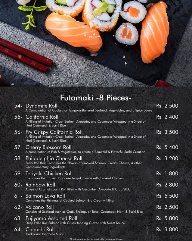 Fujiyama - Japanese Restaurant menu