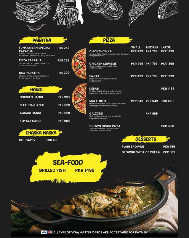 Funkariyan Cafe - فنکاریاں کیفے menu