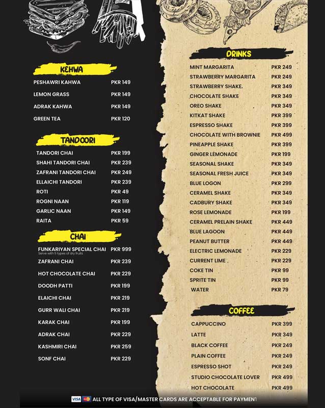 Funkariyan Cafe - فنکاریاں کیفے menu