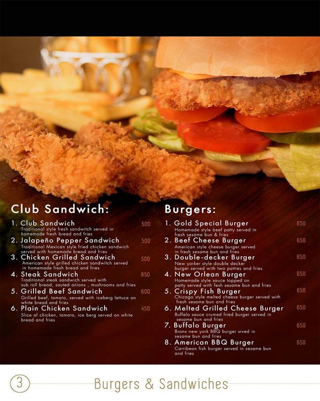 Gold Restaurant menu