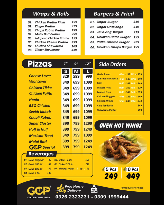 Golden Crust Pizza  menu