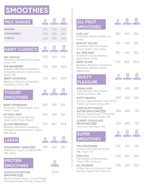 GreenO Juice Bars menu