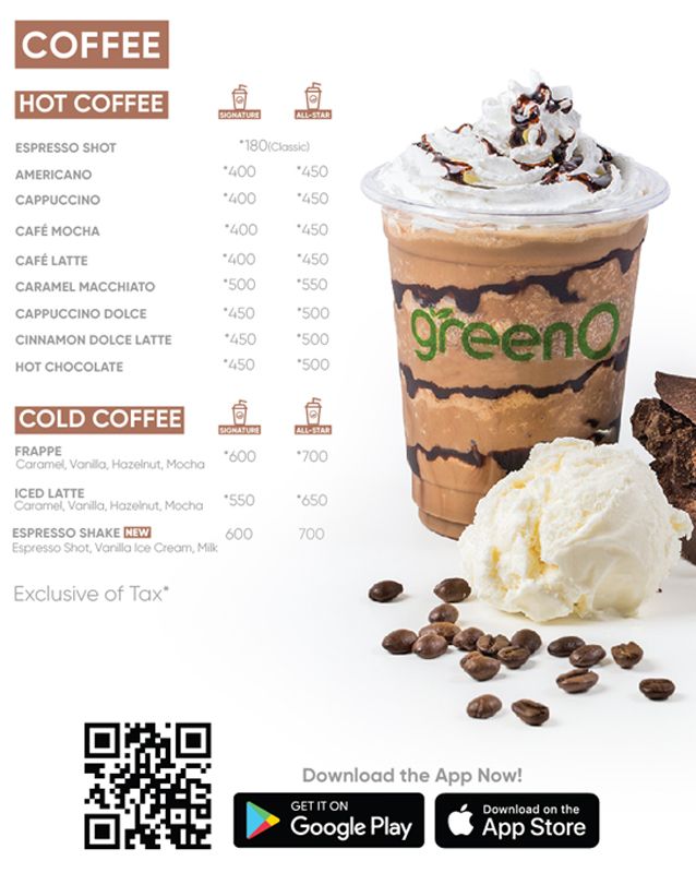 GreenO Juice Bars menu
