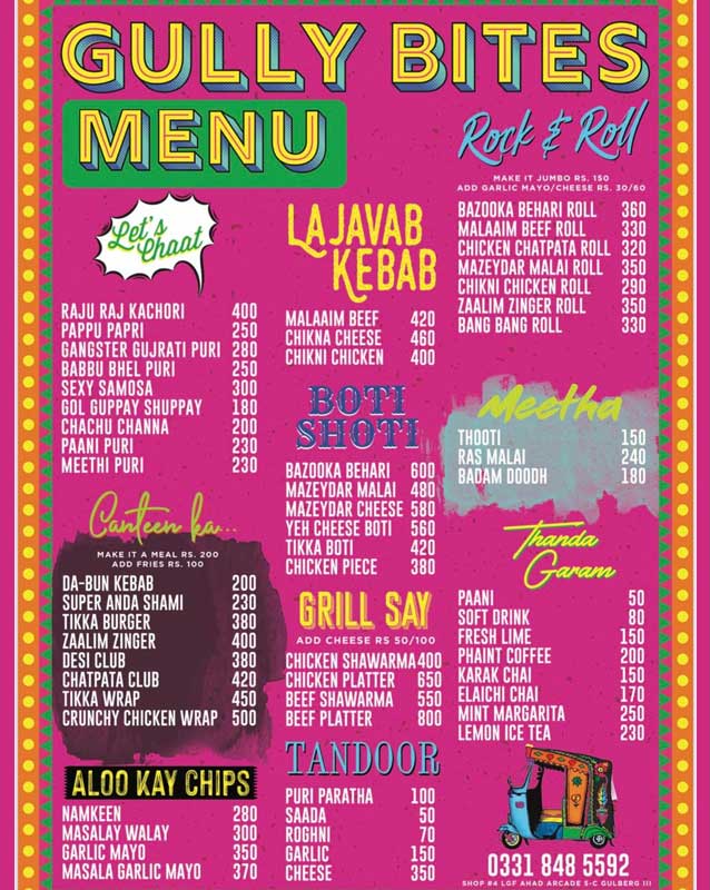 Gully Bites menu