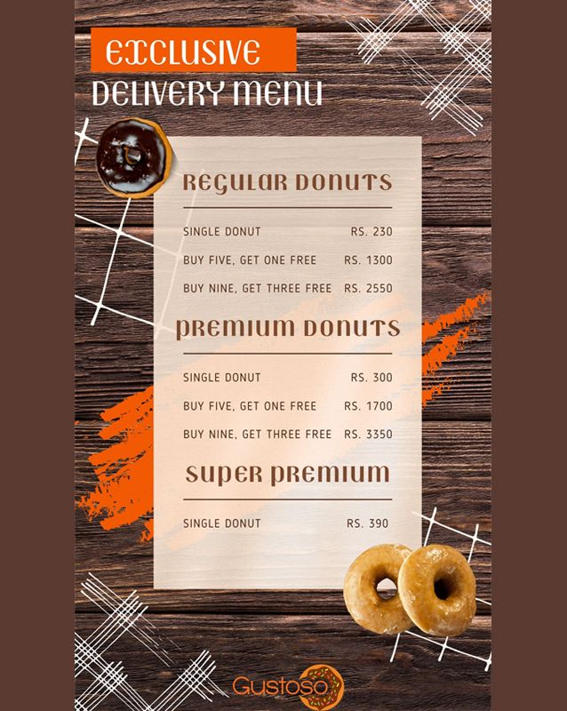 Gustoso The Donut Shop menu