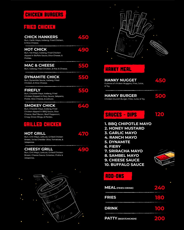 Hankers menu