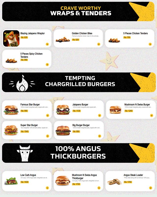 Hardee's menu