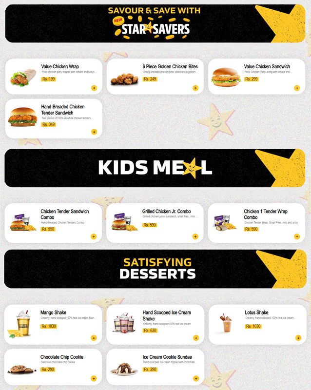 Hardee's menu