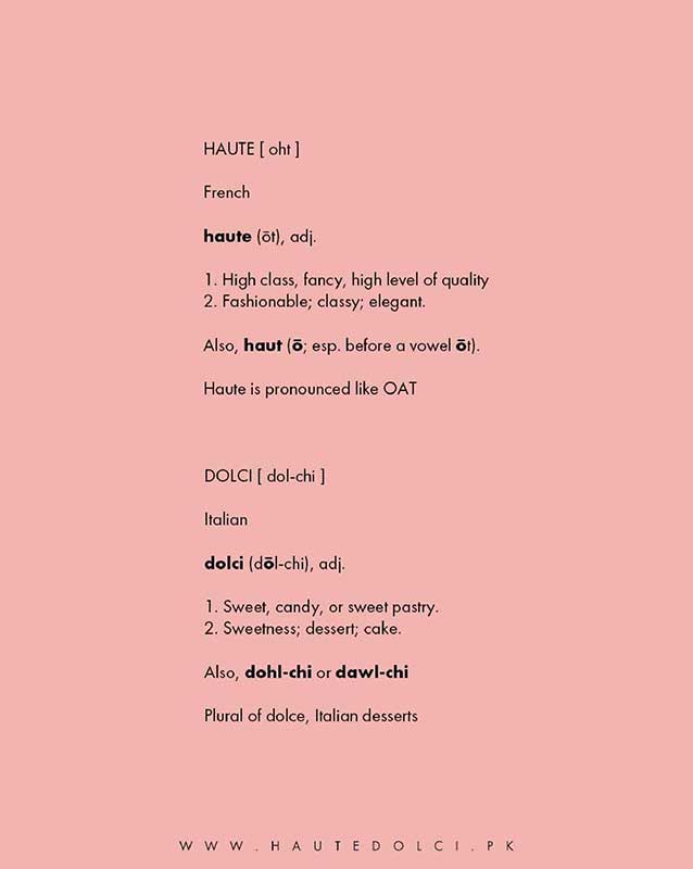 Haute Dolci menu