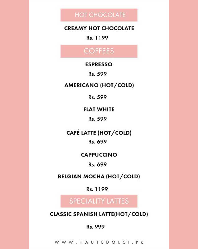 Haute Dolci menu