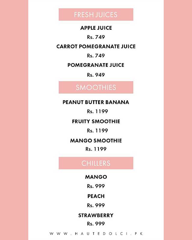 Haute Dolci menu