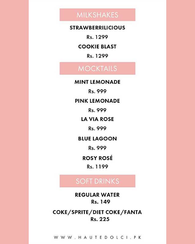 Haute Dolci menu
