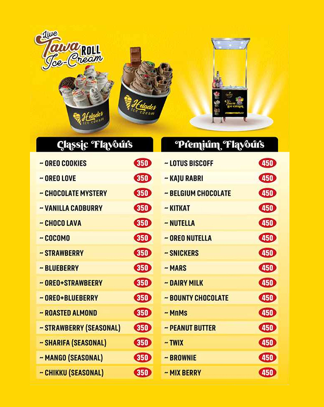 Helados Ice Cream menu