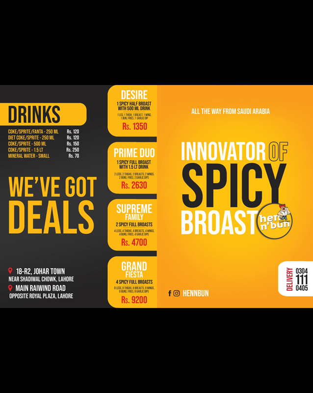 Hen n' Bun menu