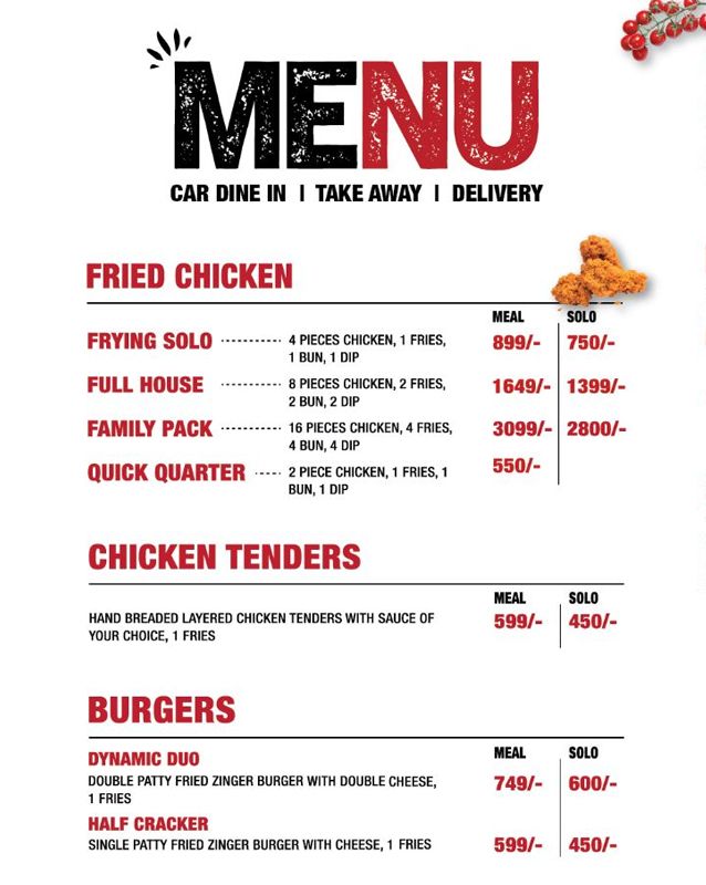 Henry's menu