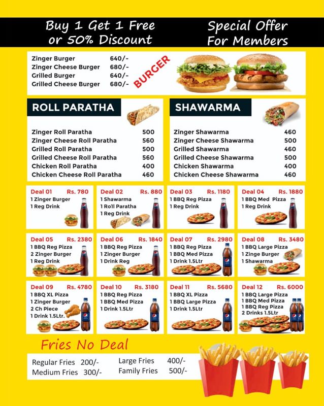 Italian Pizza menu