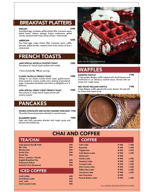 Jade Cafe menu