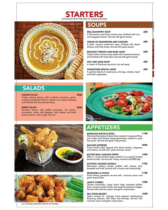 Jade Cafe menu