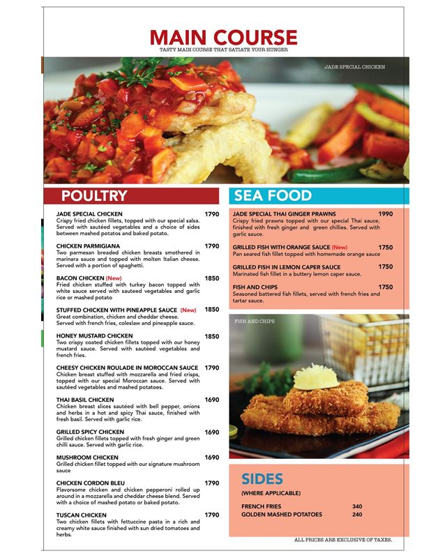 Jade Cafe menu