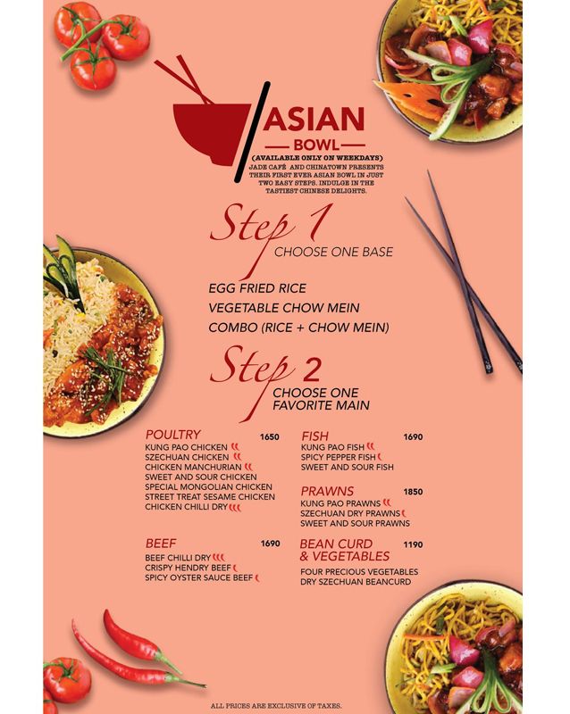 Jade Cafe menu