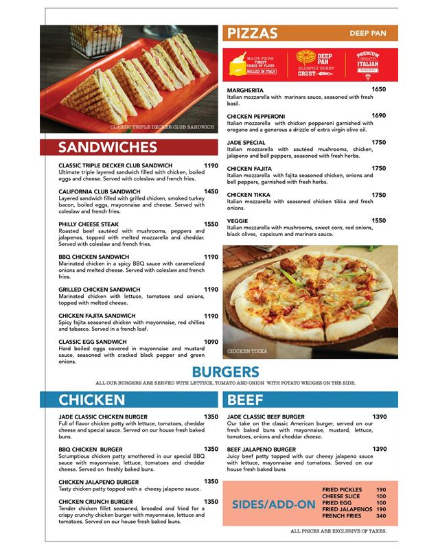 Jade Cafe menu