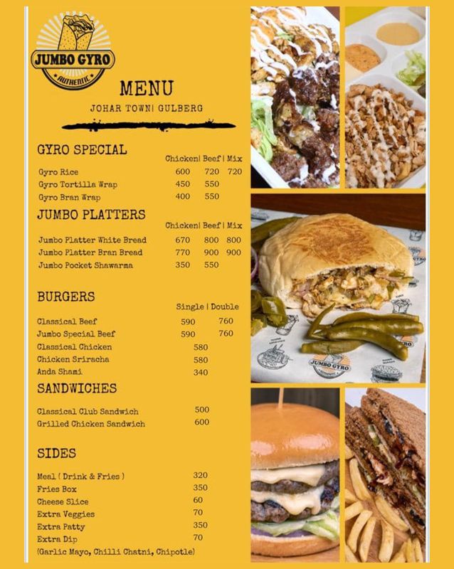 Jumbo Gyro menu