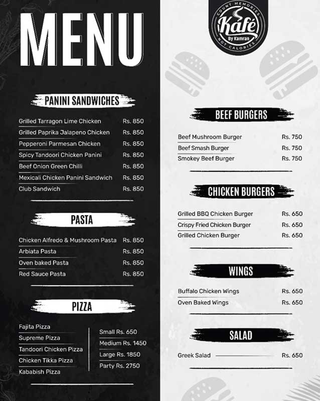 Kafe By Kamran menu