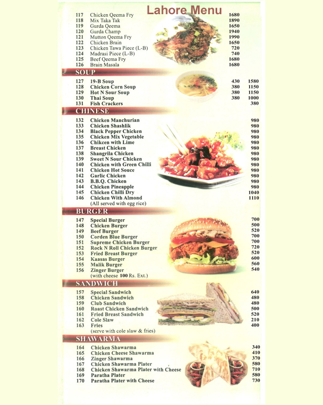Karachi Bar B.Q menu