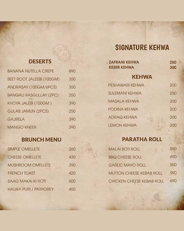 Karak Khel menu