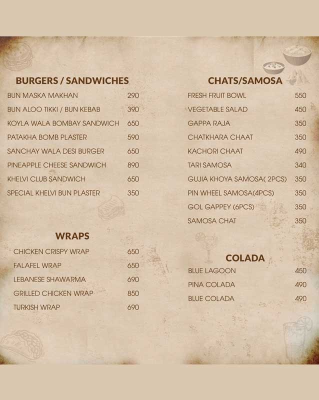 Karak Khel menu