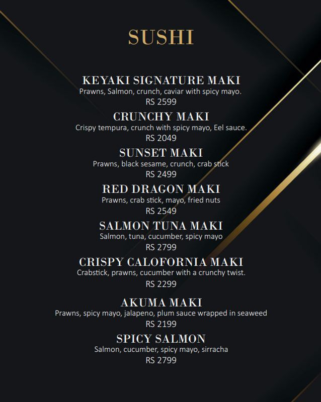 Keyaki menu