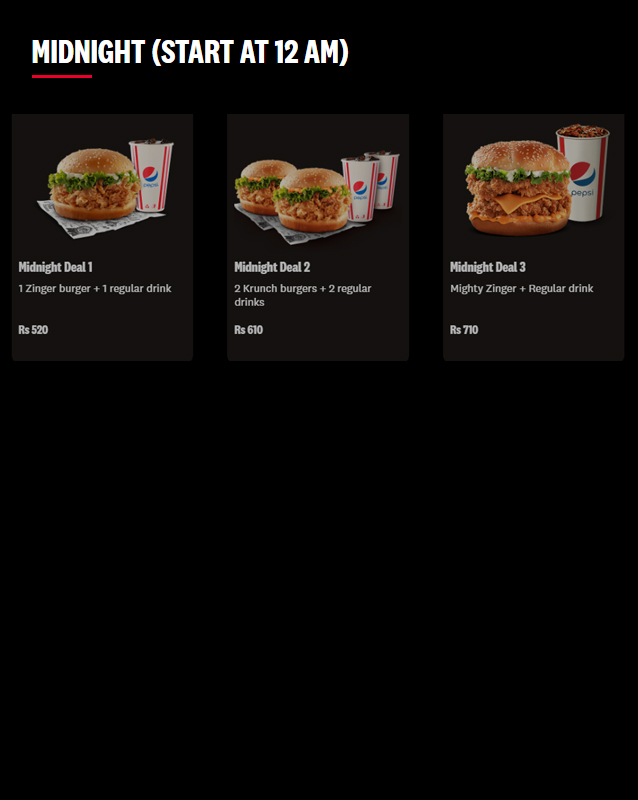 KFC menu