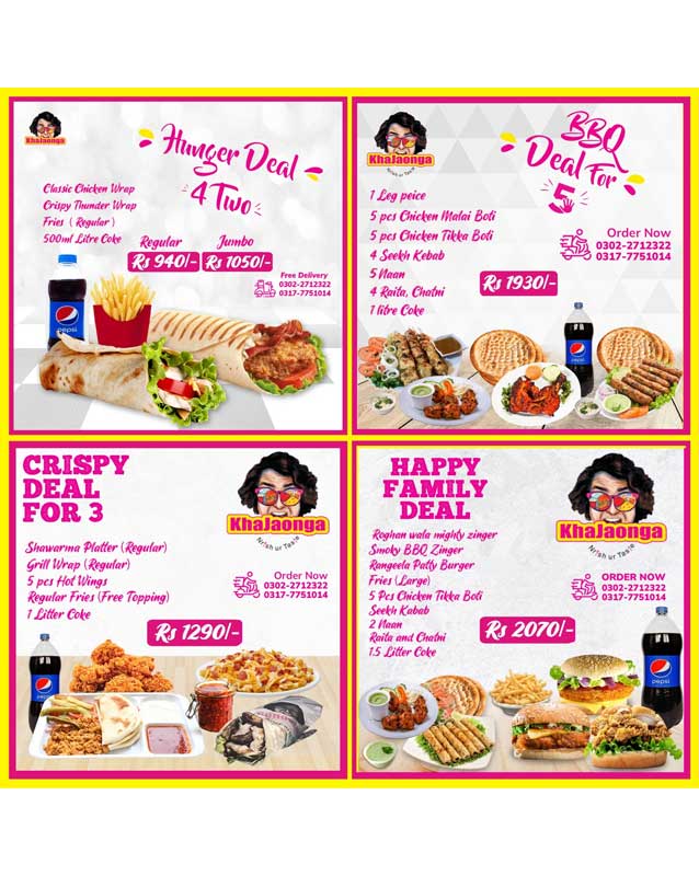 Khajaonga menu