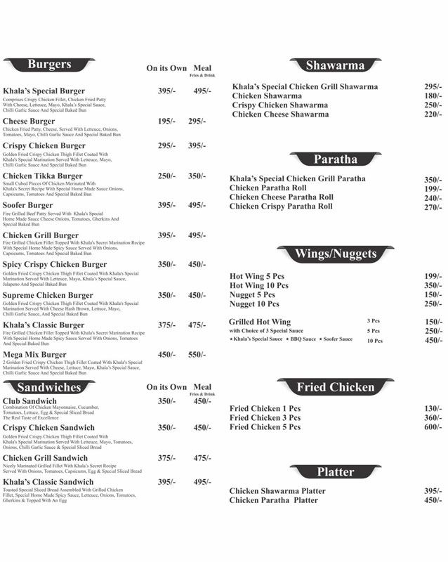 Khala's Kitchen menu