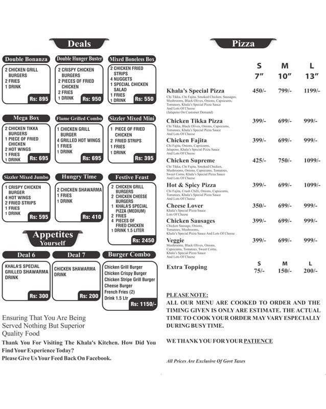Khala's Kitchen menu