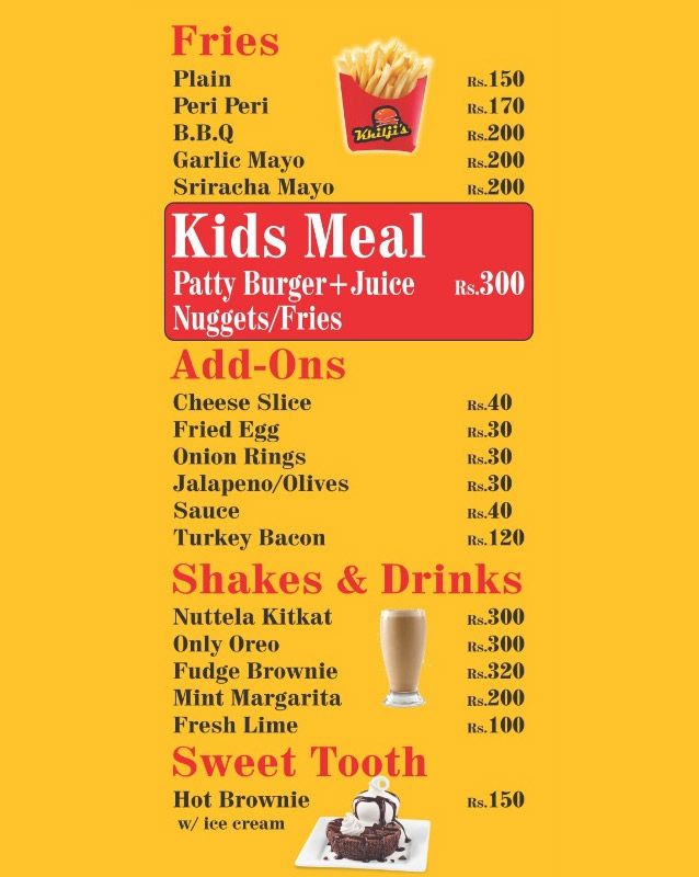 Khilji's menu