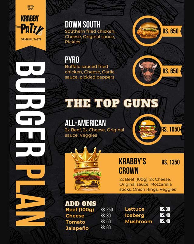 Krabby Patty menu