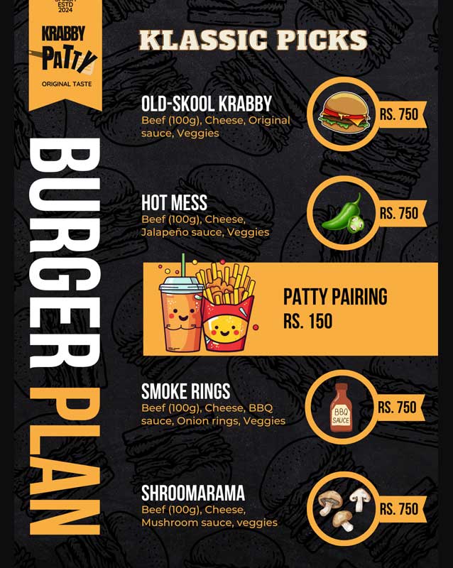 Krabby Patty menu