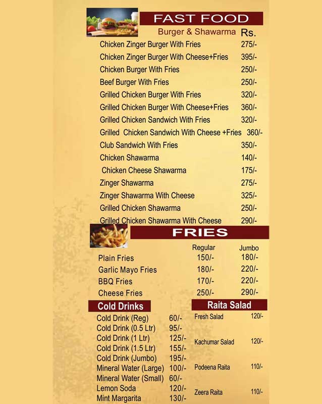 Krados Restaurant menu