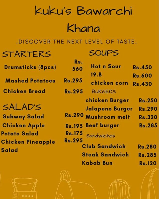 Kuku's Bawarchi khana menu