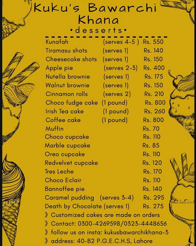 Kuku's Bawarchi khana menu