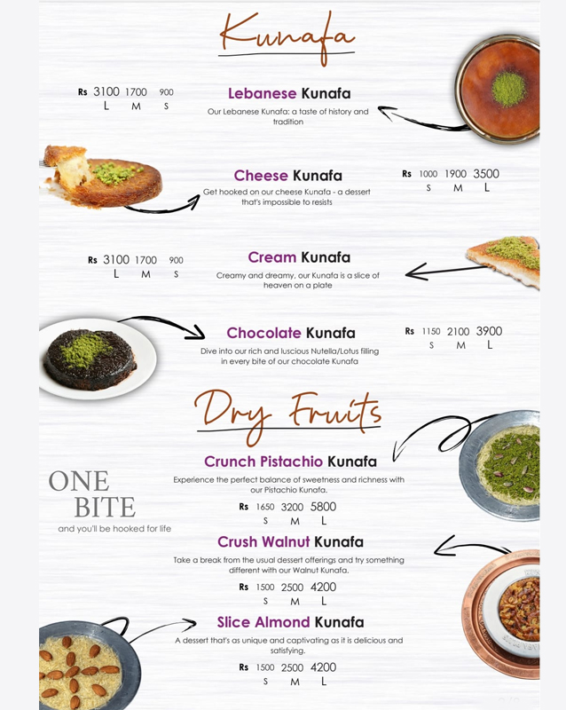 Kunafa House menu