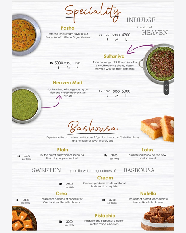 Kunafa House menu
