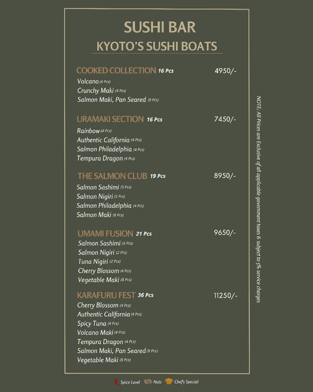 Kyoto - Pakistan menu