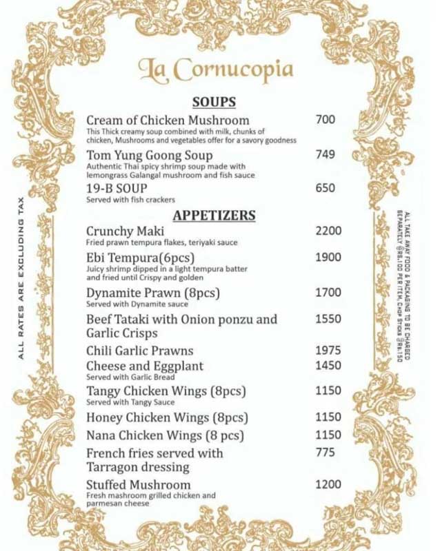 La Cornucopia menu