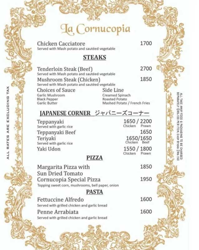 La Cornucopia menu