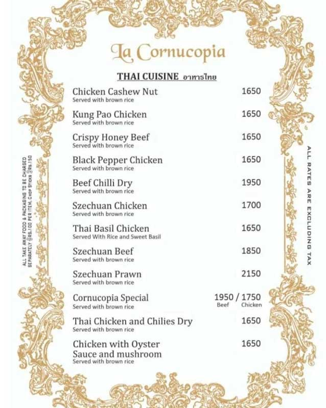 La Cornucopia menu