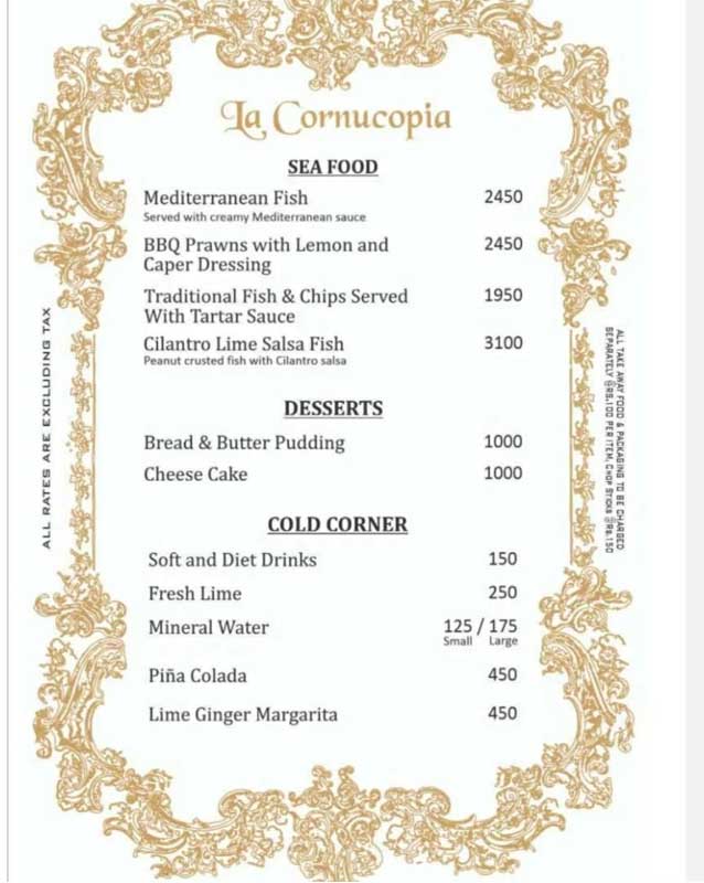 La Cornucopia menu