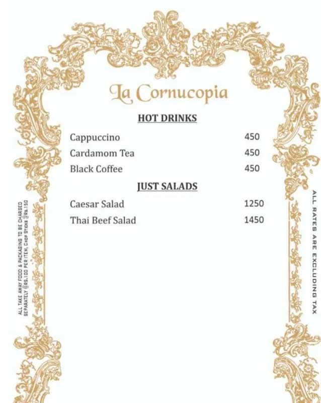 La Cornucopia menu